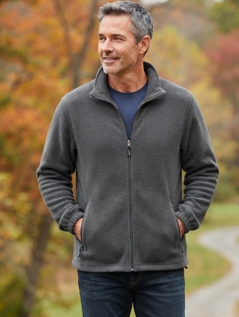Edwards Charcoal Gray Microfleece Full-Zip Jacket - Men's Size XL - Like New